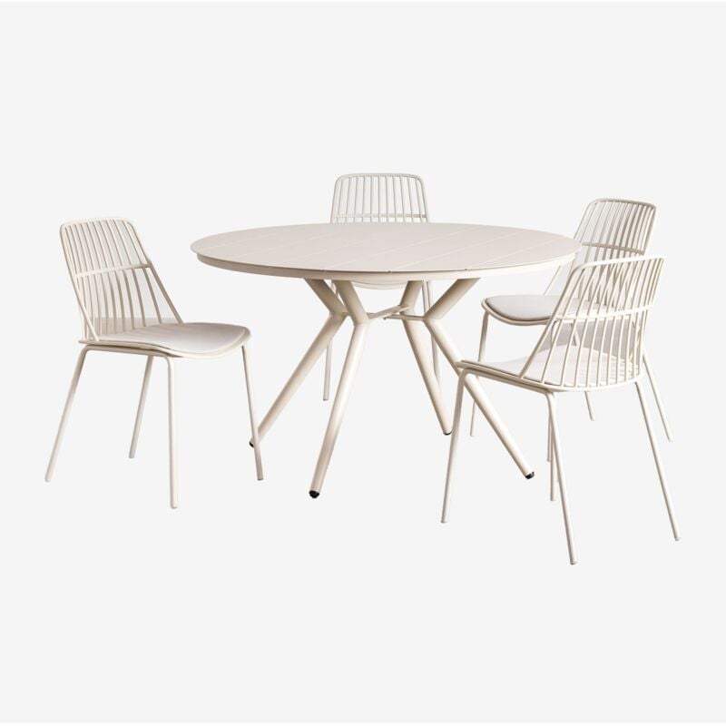 foto del prodotto sklum set tavolo rotondo in alluminio valerie 100 cm e 4 sedie da giardino maeba