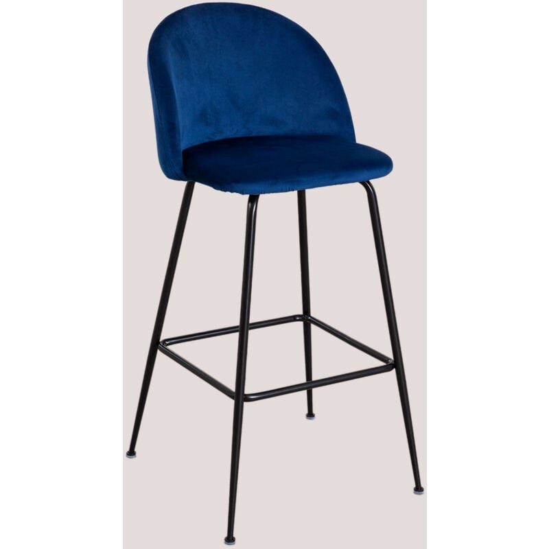 foto del prodotto sklum sgabello alto in velluto kana design blu nero