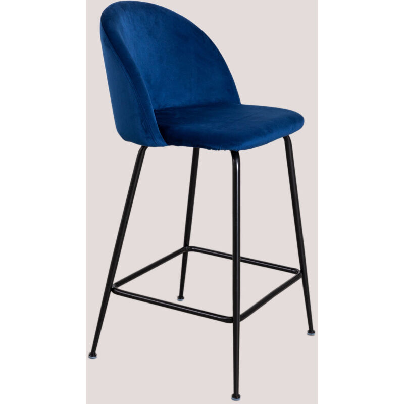 foto del prodotto sklum sgabello alto in velluto kana design blu nero