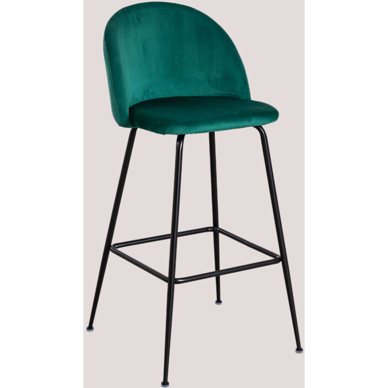 foto del prodotto sklum sgabello alto in velluto kana design verde jungle nero