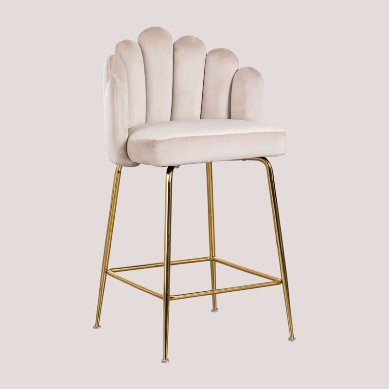 foto del prodotto sklum sgabello alto in velluto markina beige crema