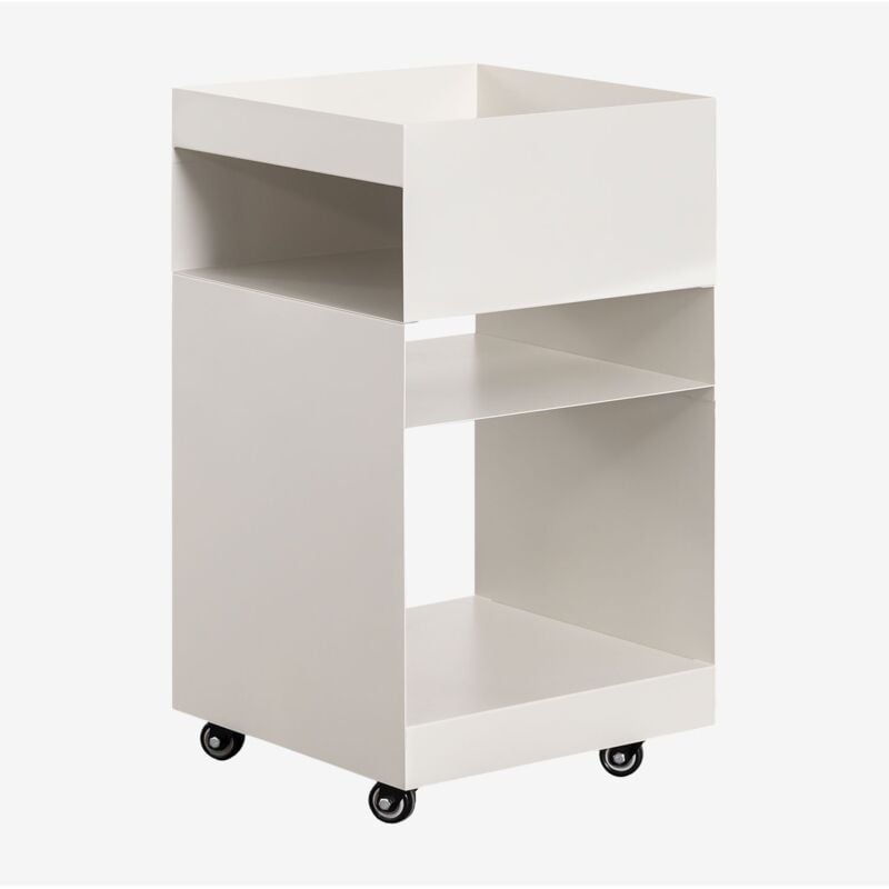 foto del prodotto sklum - tavolino quadrato con ruote e ripiani in acciaio (35x35 cm) rodgers