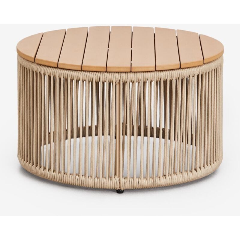 foto del prodotto sklum - tavolino rotondo da giardino in ferro e corda intrecciata calipso