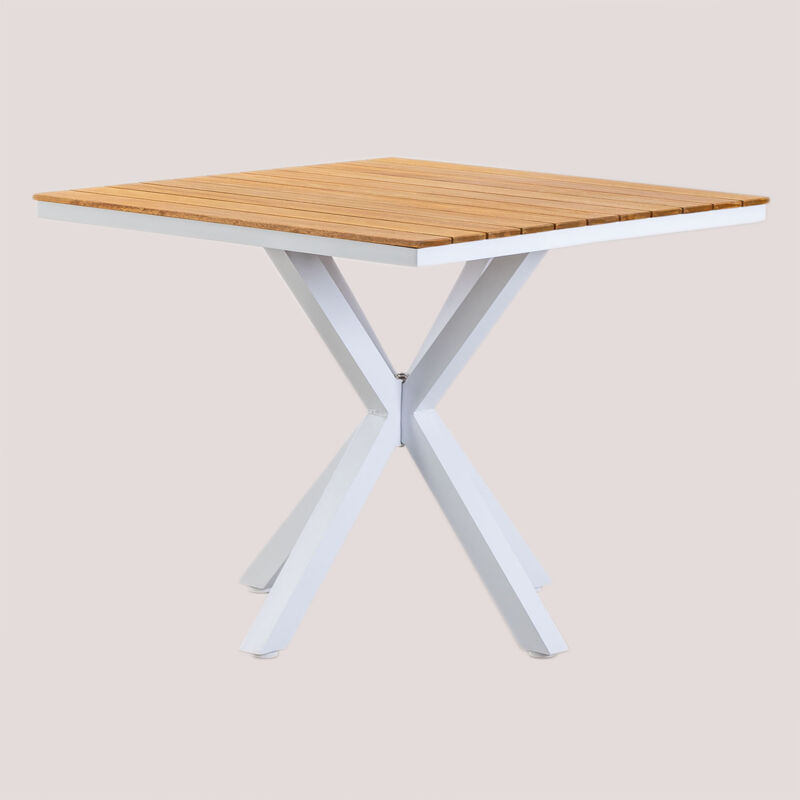 foto del prodotto sklum tavolo da giardino quadrato 90x90 cm in legno di eucalipto e alluminio archer