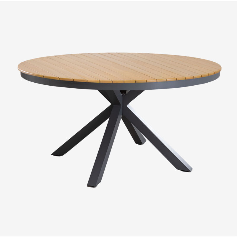 foto del prodotto sklum tavolo da giardino rotondo in alluminio e legno di eucalipto archer