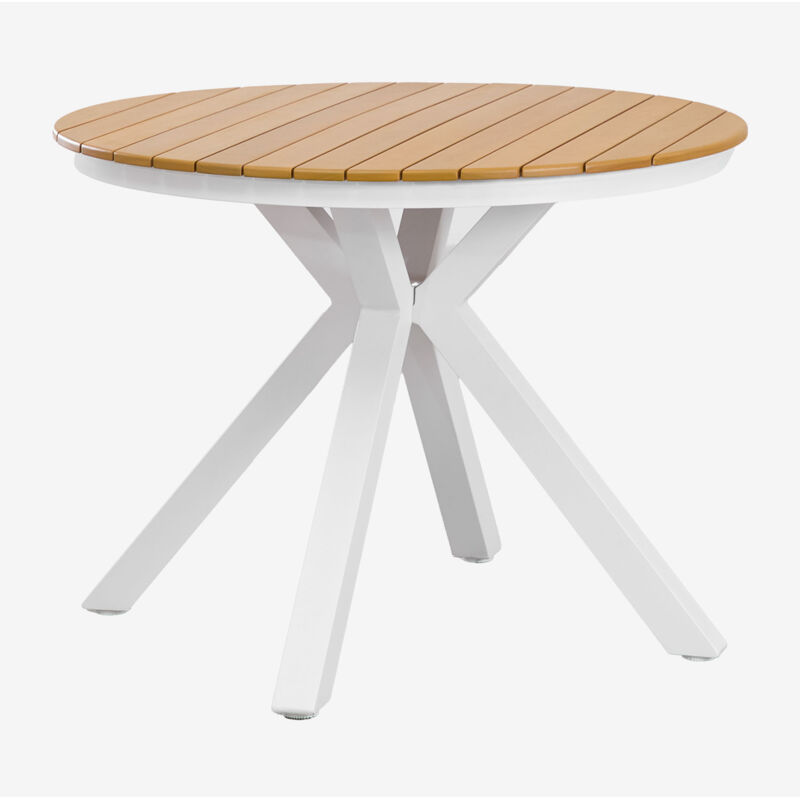 foto del prodotto sklum - tavolo da giardino rotondo in alluminio e legno di eucalipto archer