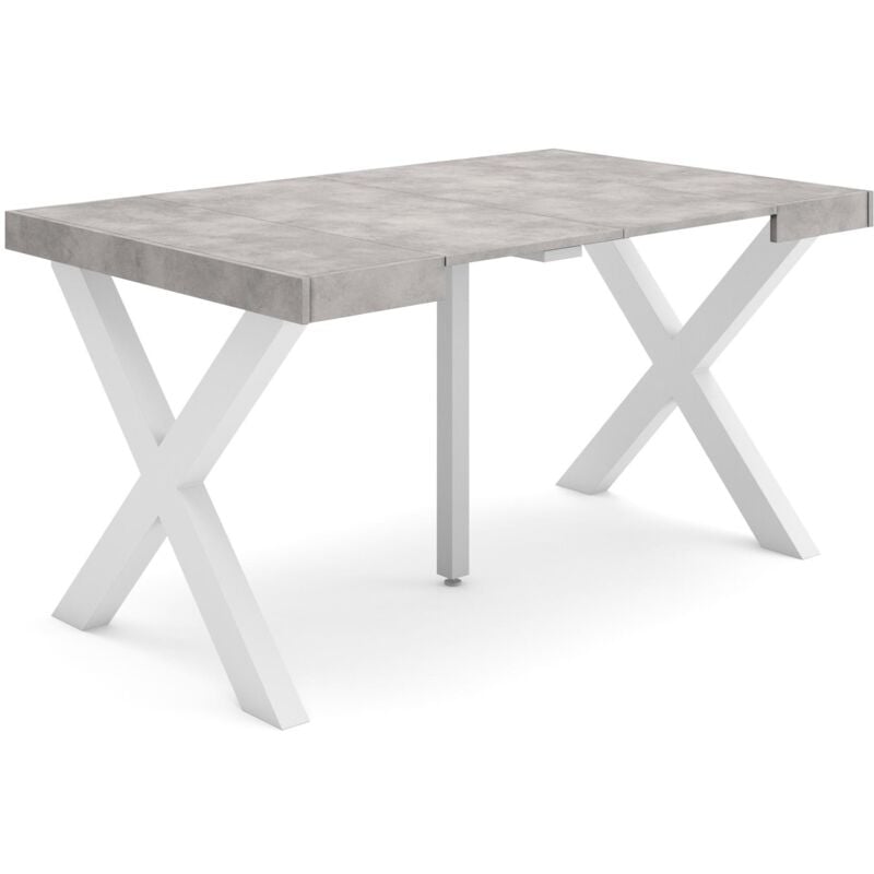 foto del prodotto skraut home consolle allungabile, tavolo consolle allungabile , 140, per 6 persone, gambe in legno, stile moderno, grigio cemento
