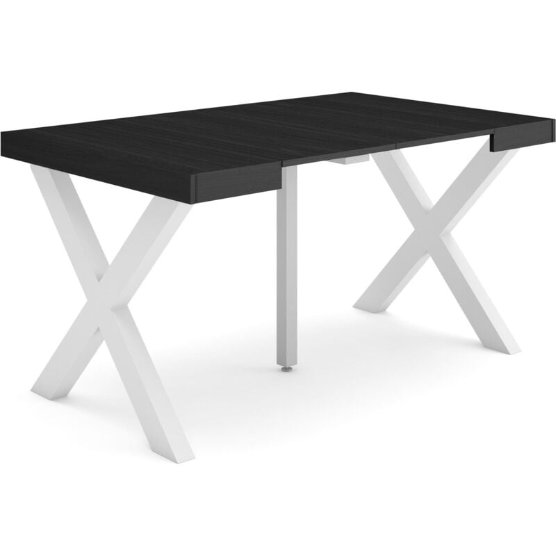 foto del prodotto skraut home consolle allungabile, tavolo consolle allungabile , 140, per 6 persone, gambe in legno, stile moderno, nero