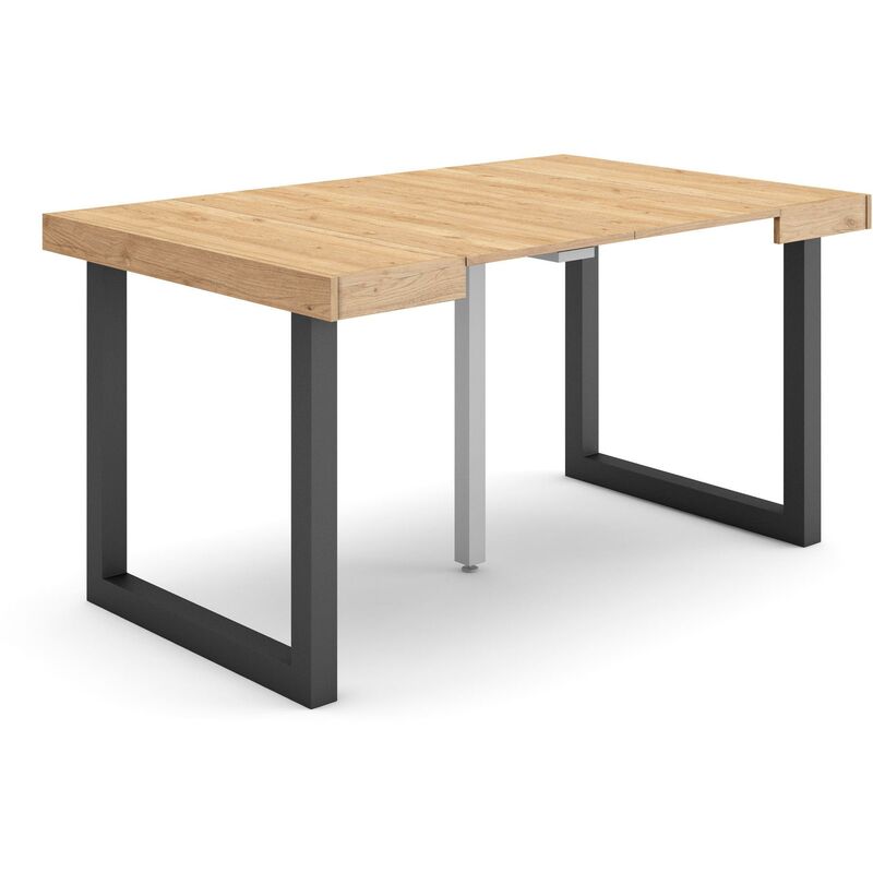 foto del prodotto skraut home consolle allungabile, tavolo consolle allungabile , 140, per 6 persone, gambe in legno, stile moderno, rovere