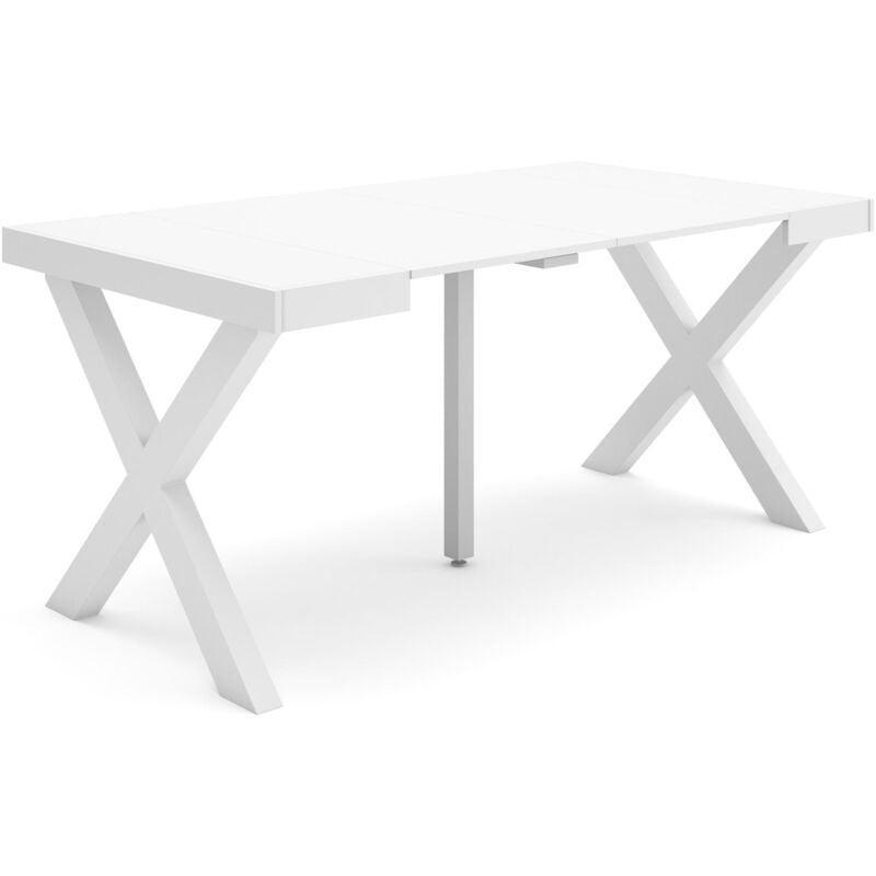 foto del prodotto skraut home consolle allungabile, tavolo consolle allungabile , 160, per 8 persone, gambe in legno, stile moderno, bianco
