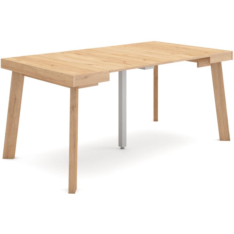 foto del prodotto skraut home consolle allungabile, tavolo consolle allungabile , 160, per 8 persone, gambe in legno, stile moderno, rovere