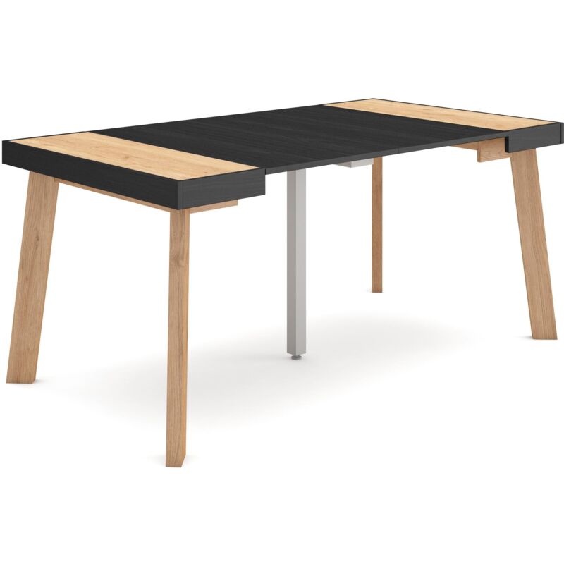 foto del prodotto skraut home consolle allungabile, tavolo consolle allungabile , 160, per 8 persone, gambe in legno, stile moderno, rovere e nero