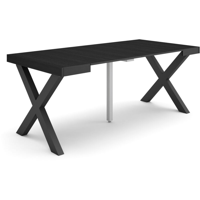 foto del prodotto skraut home consolle allungabile, tavolo consolle allungabile , 180, per 8 persone, gambe in legno, stile moderno, nero
