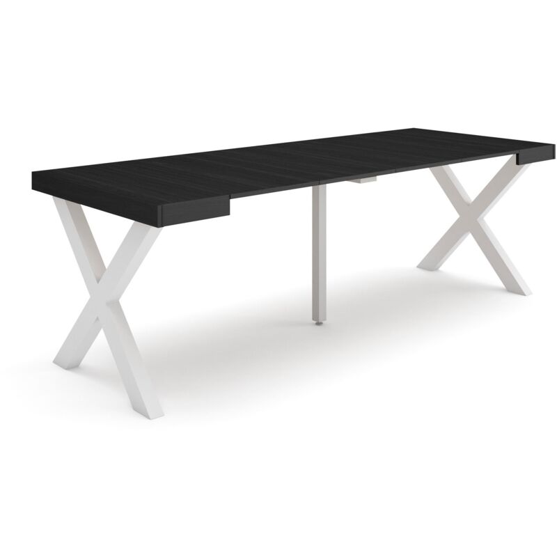 foto del prodotto skraut home consolle allungabile, tavolo consolle allungabile , 220, per 10 persone, gambe in legno, stile moderno, nero