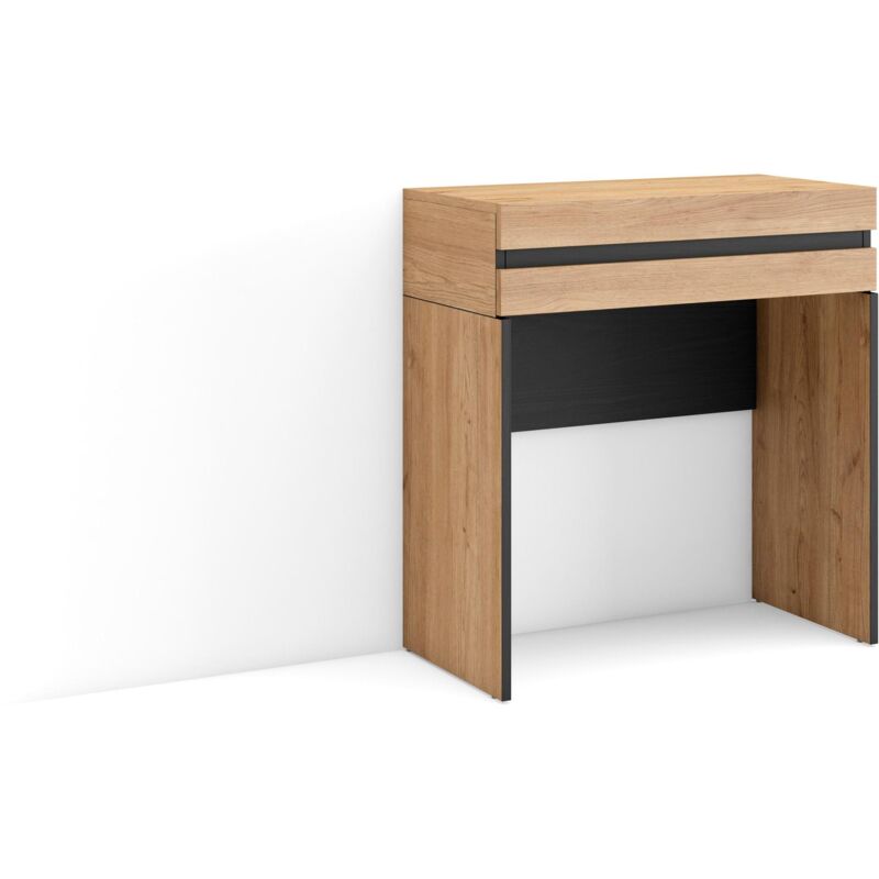 foto del prodotto skraut home consolle ingresso, mobile ingresso corridoio, 70x75x35 cm, con cassetto, con stoccaggio, stile moderno, rovere