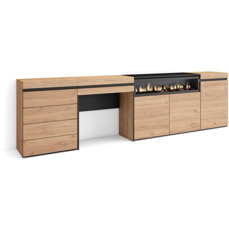 foto del prodotto skraut home credenza, mobile, buffet, stoccaggio, 277x75x35 cm, camera da letto, stanza, camino elettrico, cassettiera, tavolo da toeletta, stile