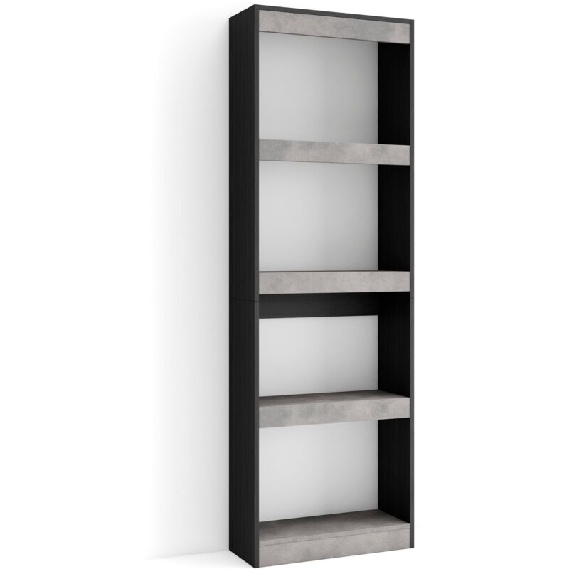 foto del prodotto skraut home libreria scaffale, scaffali in legno a ripiani, 60x186x25cm, soggiorno ufficio, per libri, stile moderno, grigio cemento