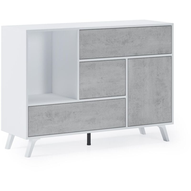 foto del prodotto skraut home madia per soggiorno o sala da pranzo 86 x 120 x 40 cm buffet con 1 anta 3 cassetti modello wind legno resistente finitura