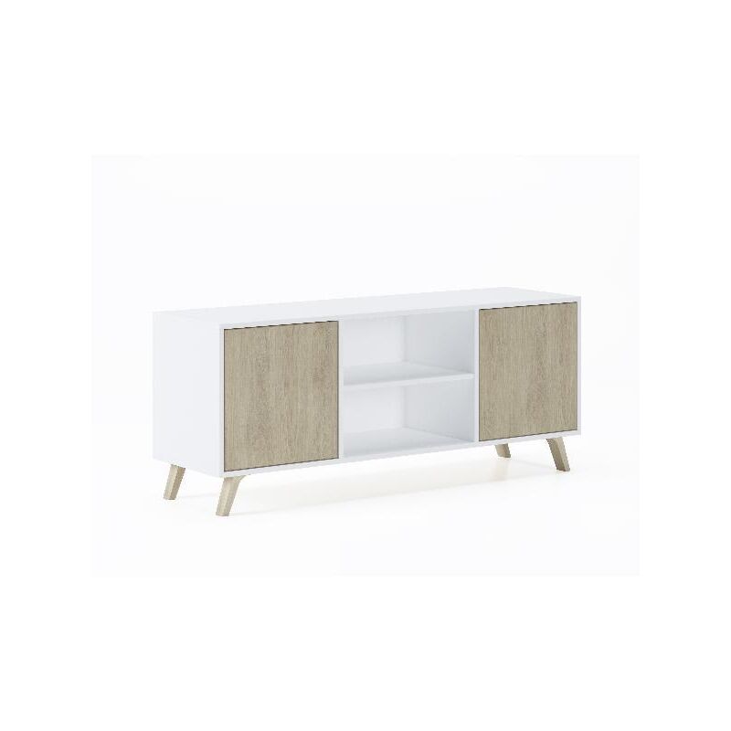foto del prodotto skraut home mobile tv 140 a 2 porte, soggiorno, modello wind, modello wind, struttura colore bianco, colore porte puccini, misure 137x40x57cm di