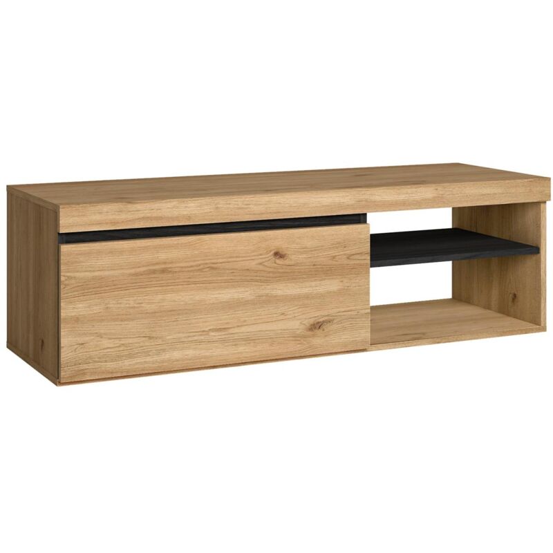 foto del prodotto skraut home mobile tv mod naturale rovere nero , 1 porta e 1 comparti, 120x40x41cm