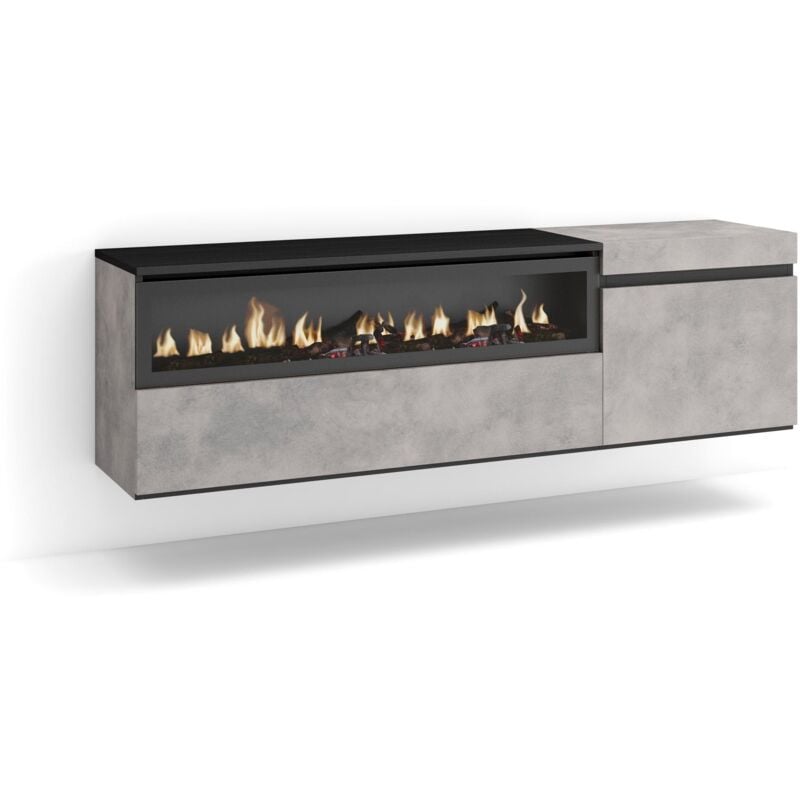 foto del prodotto skraut home mobile tv soggiorno, ampio spazio a disposizione, 150x45x35cm, per tv fino a 65 , camino elettrico, sospeso, da appendere, stile