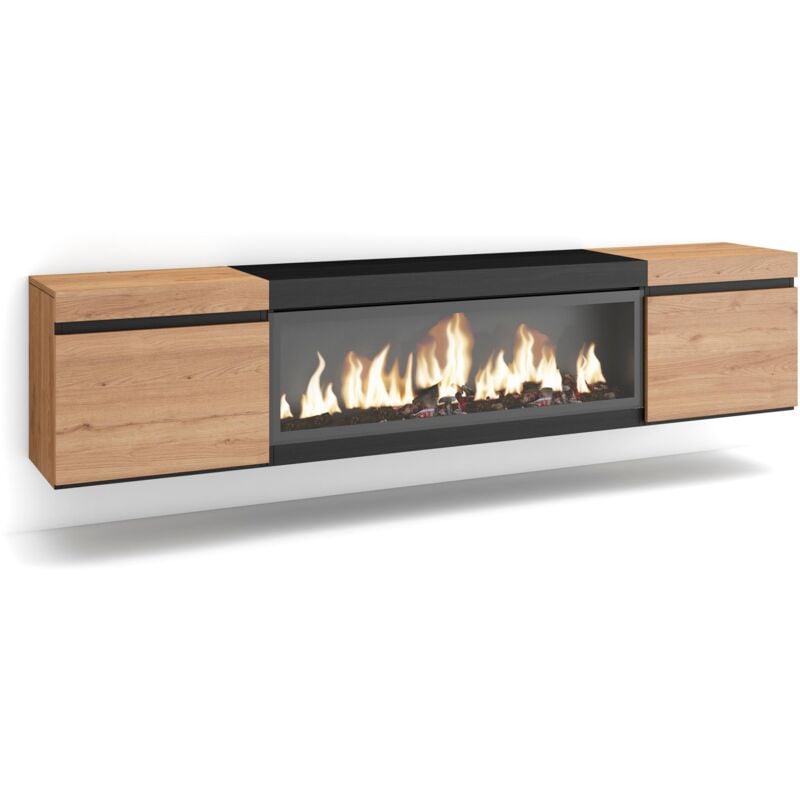 foto del prodotto skraut home mobile tv soggiorno, ampio spazio a disposizione, 210, per tv fino a 80 , camino elettrico xxl, sospeso, da appendere, stile moderno,