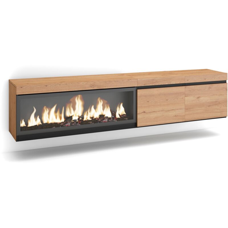 foto del prodotto skraut home mobile tv soggiorno, ampio spazio a disposizione, 210, per tv fino a 80 , camino elettrico xxl, sospeso, da appendere, stile moderno,