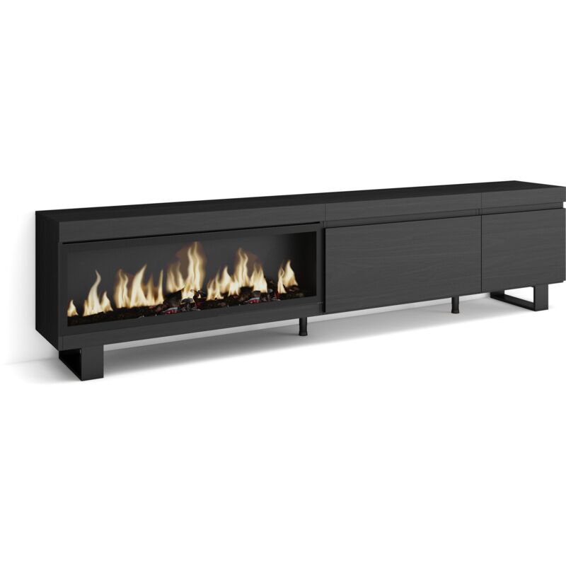 foto del prodotto skraut home mobile tv soggiorno, ampio spazio a disposizione, 237x57x35 cm, tv di grande formato, camino elettrico xxl, design industriale, stile