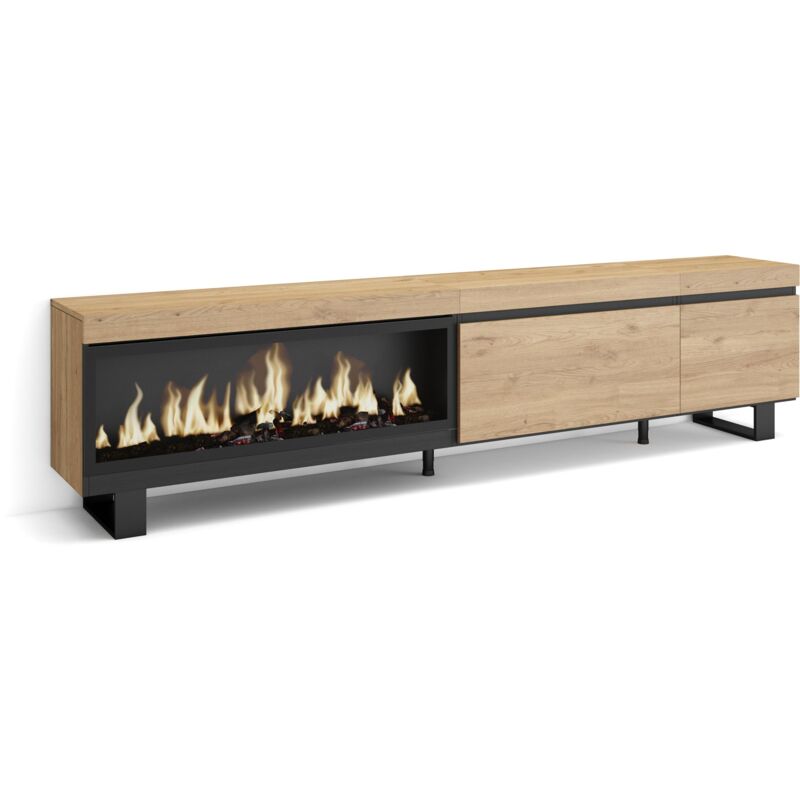 foto del prodotto skraut home mobile tv soggiorno, ampio spazio a disposizione, 237x57x35 cm, tv di grande formato, camino elettrico xxl, design industriale, stile