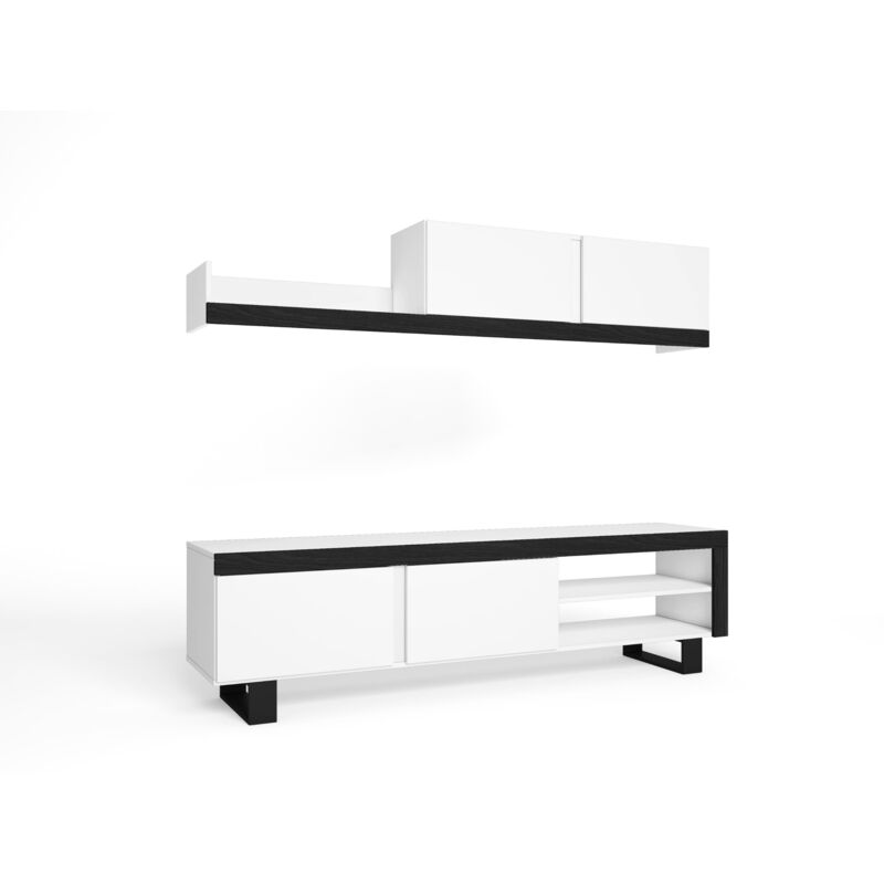 foto del prodotto skraut home soggiorno idem set di mobili unit a parete mobile basso tv sala da pranzo, set da soggiorno colore bianco nero stoccaggio