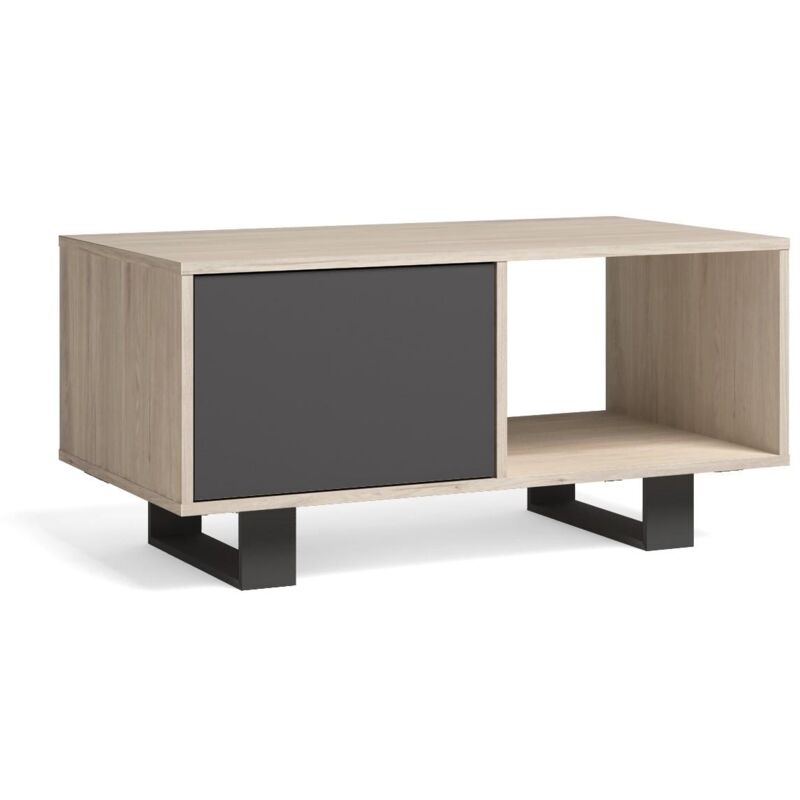 foto del prodotto skraut home tavolino con porte, sala da pranzo, modello wind, colore struttura rovere, colore porte grigio antracite, misure 92x50x45cm altezza.