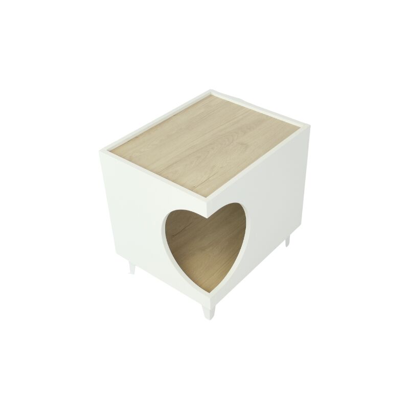 foto del prodotto skraut home tavolino toelettatura per animali ellie tavolino da notte bianco rovere ingresso laterale, 1 porta casa per cani e gatti, per
