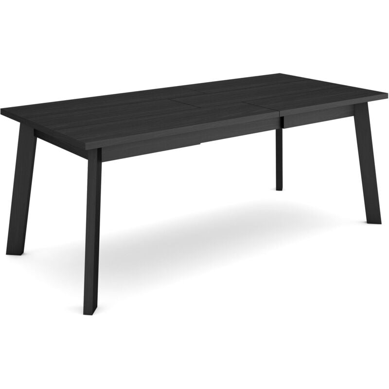 foto del prodotto skraut home tavolo da pranzo, cucina, sala da pranzo, 200, per 10 persone, gambe in legno, stile moderno, nero