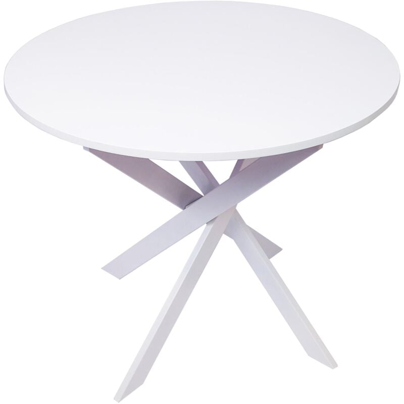 foto del prodotto skraut home tavolo da pranzo fisso rotondo, modello zen, 90 x 90 x 77 cm di altezza, capacit per 4 persone, materiali resistenti, colore bianco