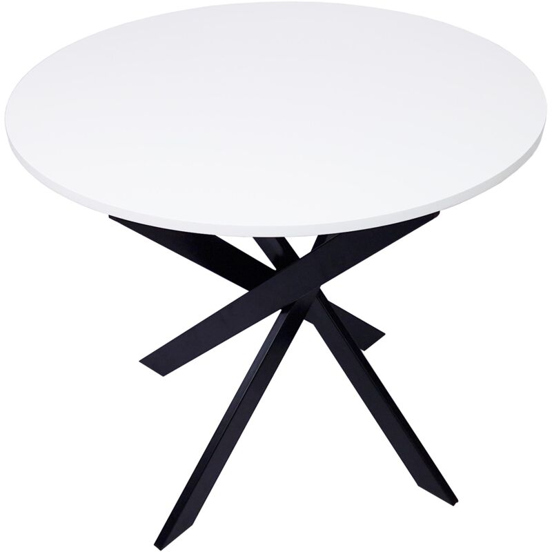 foto del prodotto skraut home tavolo da pranzo fisso rotondo, modello zen, 90 x 90 x 77 cm di altezza, capacit per 4 persone, materiali resistenti, colore bianco