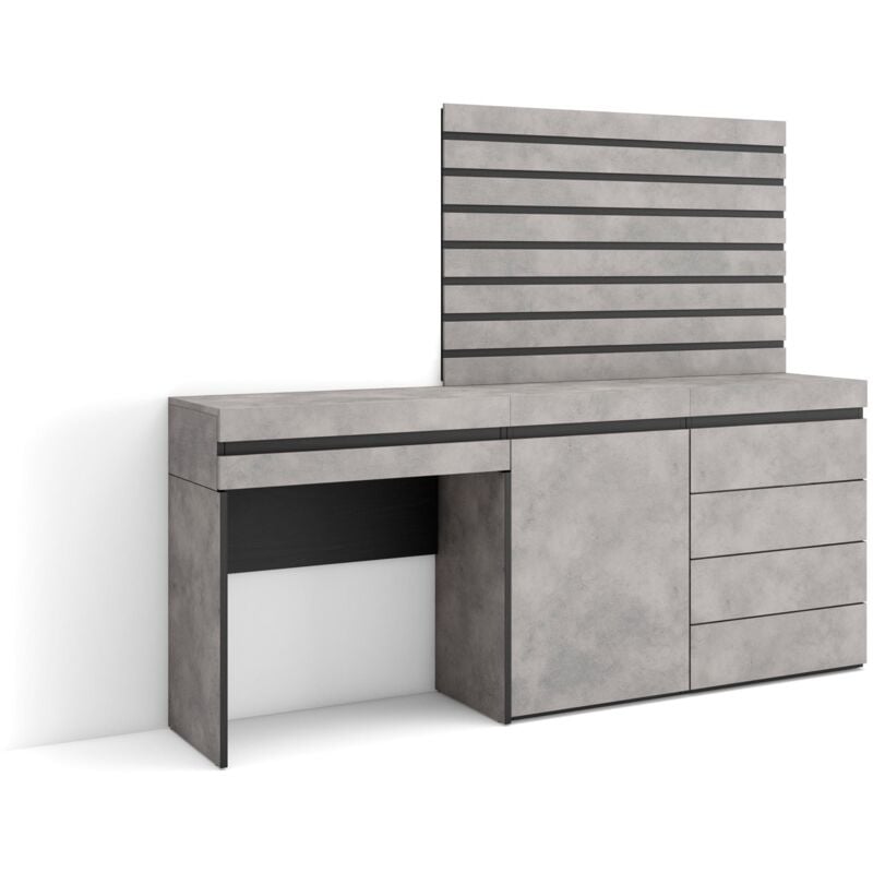 foto del prodotto skraut home - tavolo da toeletta, tavolo da trucco, stoccaggio, 177x145x35 cm, con cassetto, cassettiera, pannelli decorativi, stile moderno, grigio