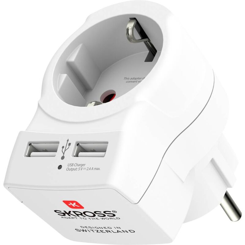 foto del prodotto skross 1500282 presa di corrente intermedia con usb bianco