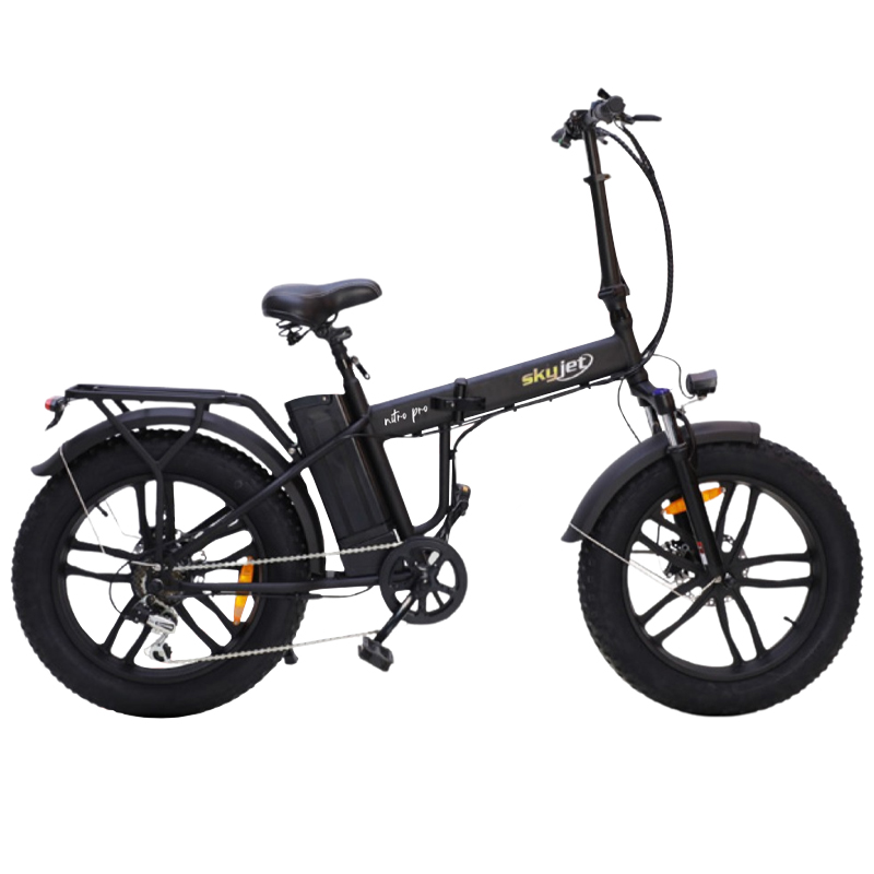 foto del prodotto sky jet by f.lli schiano bic950 fat e bike nero bicicletta elettrica ruote 20x4 motore 250w batteria 36v 10.5ah cambio shimano 7 rapporti telaio in acciaio cerchi in lega display lcd freni a disco autonomia 45km ammortizzato
