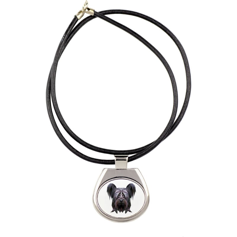 foto del prodotto skye terrier - collana con foto e scritta geometrica di art-dog