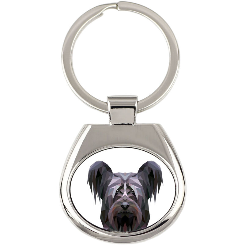 foto del prodotto skye terrier portachiavi geometrico con foto e scritta art dog