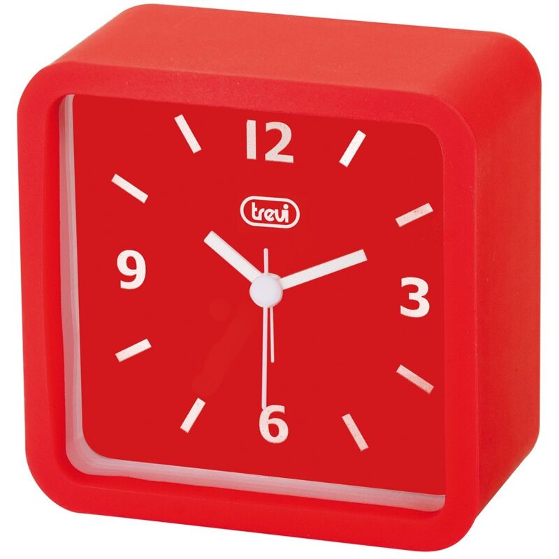 foto del prodotto sl 3820 sveglia con grande quadrante, finitura gommata e cover silicone antiurto, movimento silenzioso sweep, appendibile a parete, rosso trevi