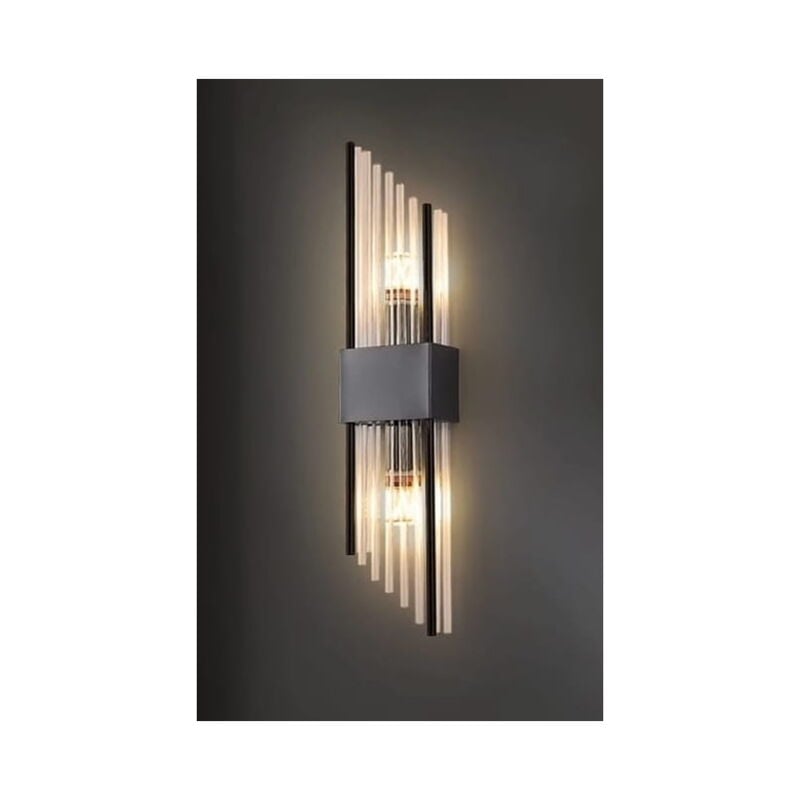 foto del prodotto slash lampada da parete grande in cristallo nero 500x120 mm, 2xe14, 40w, nero