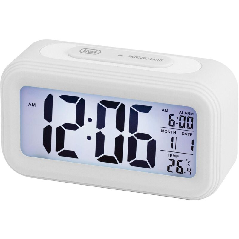 foto del prodotto sld 3068 s orologio termometro digitale con sveglia, grande display lcd, calendario, sensore per illuminazione automatica, funzione snooze, bianco