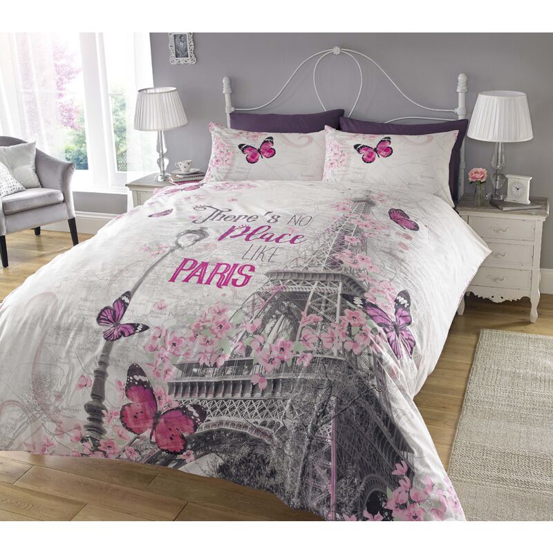 foto del prodotto sleepdown new paris romance set di biancheria da letto con copripiumino e federa, stampa digitale, per camera da letto singolo 