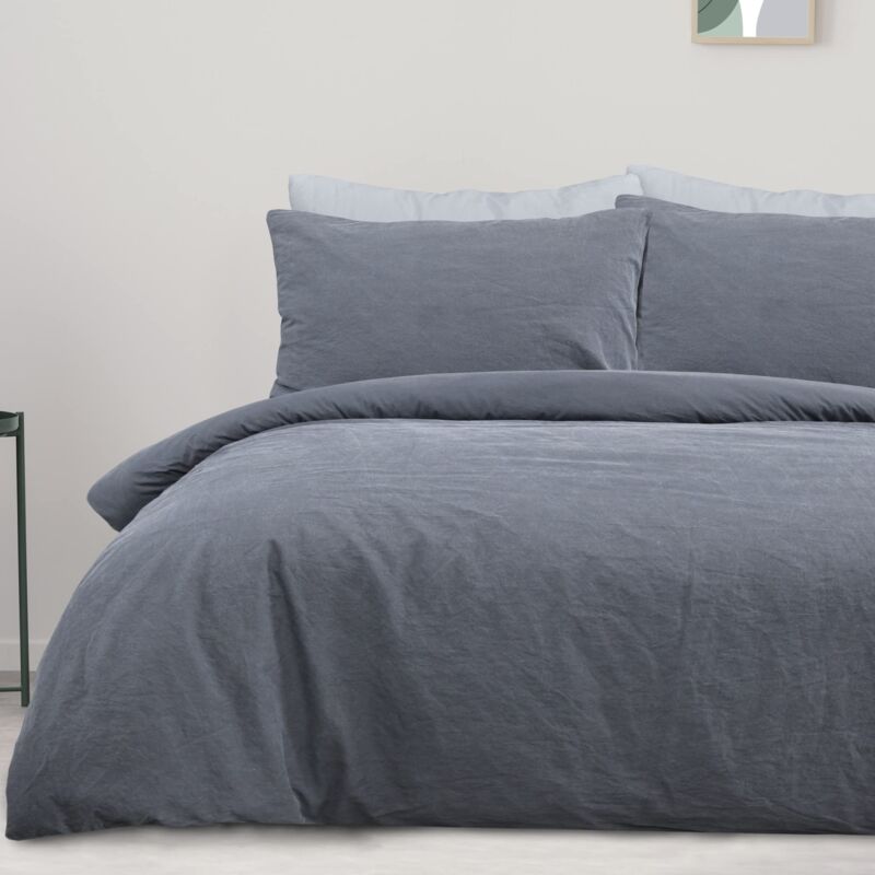 foto del prodotto sleepdown set di biancheria da letto matrimoniale, 100 puro cotone, tinta unita, con copripiumino, federe e federe, morbido e facile da pulire, per