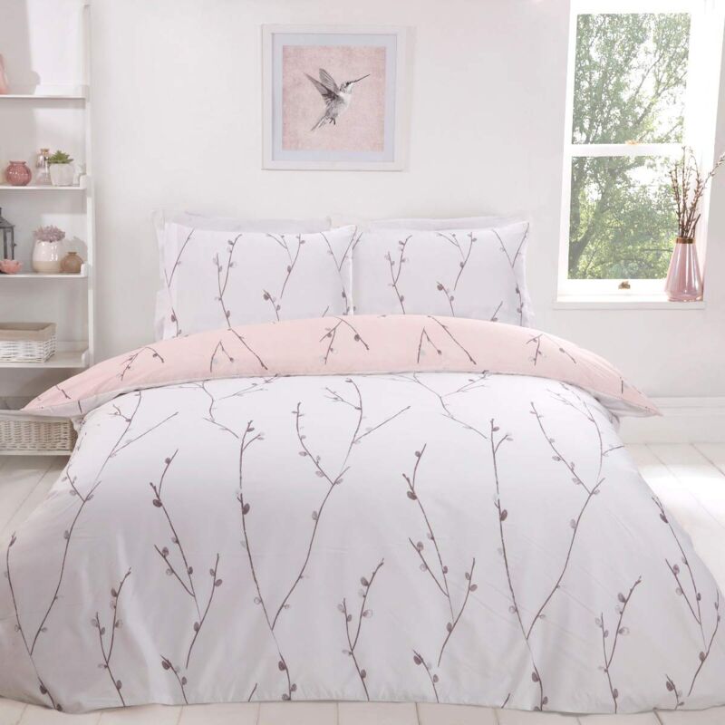 foto del prodotto sleepdown set di biancheria da letto reversibile con copripiumino e federa, per letto singolo 135 x 200 cm , in poliestere con stampa floreale rosa