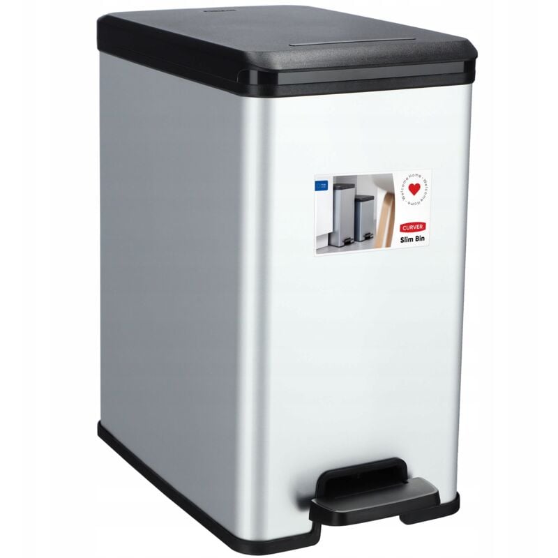 foto del prodotto slim bin 20l plaza plastic nero, argento curver
