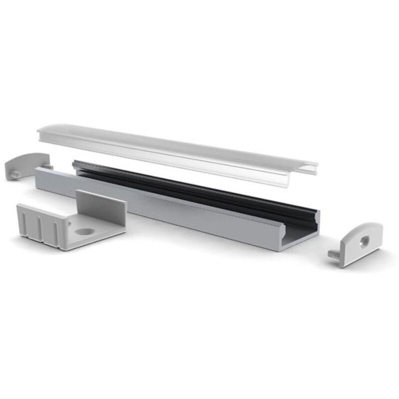foto del prodotto slimline wide 8 mm profilo led in alluminio anodizzato argento 2 m