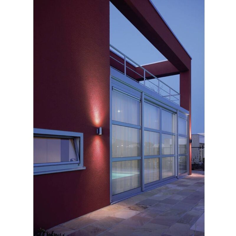 foto del prodotto slv new myra wall up down 233114 lampada da parete per esterno lampadina alogena gu10 70 w grigio argento