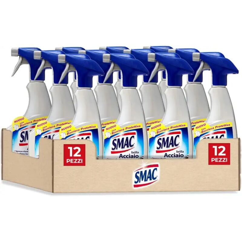 foto del prodotto smac brilla acciaio spray anticalcare e lucidante, 500 ml x 12 pezzi